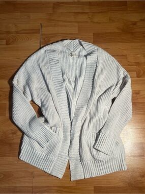 Hollister Cream Open-Front Ribbed Knit Cardigan